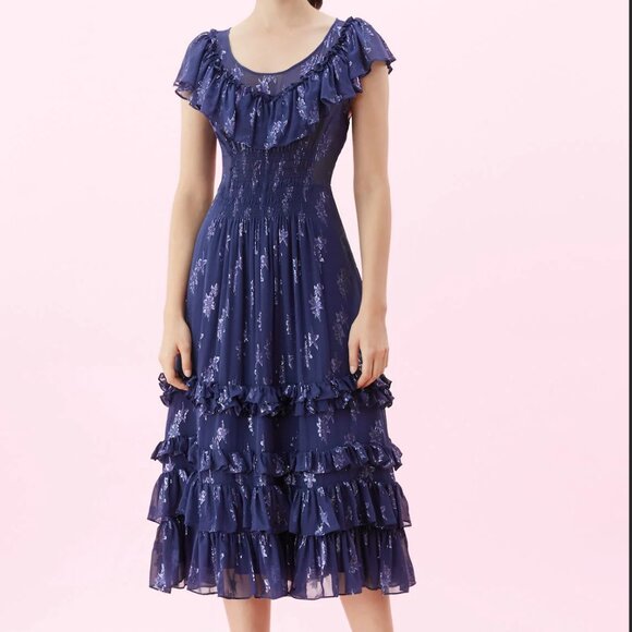 Rebecca Taylor Metallic Star Clip Dress - Picture 1 of 14
